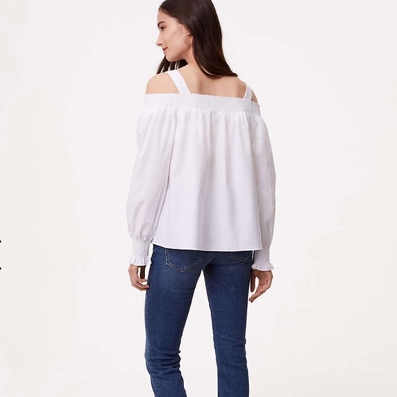 Ann Taylor LOFT Smocked Off the Shoulder Top - Picture 2 of 7